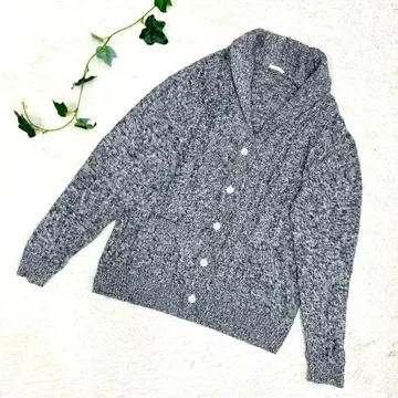 GU 케이블 숄카라 가디건 그레이 XL