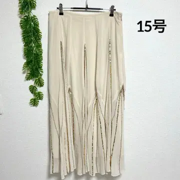 투게더 15호 크림색 플레어 롱 스커트 스팽글 장식