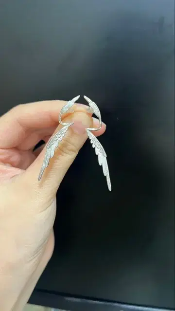 깃털 디자인 실버 귀걸이