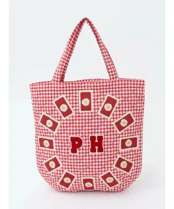 PINK HOUSE 핑크하우스 히나국 네임 사용 깅엄 체크 백 빨간색