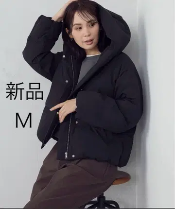 COMME CA ISM 컴시즘 후디드 숏 다운 블랙 M