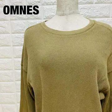 OMNES 베이지 긴팔 와플 원단 라운드 헴 상의 새상품급 [ 368 ]
