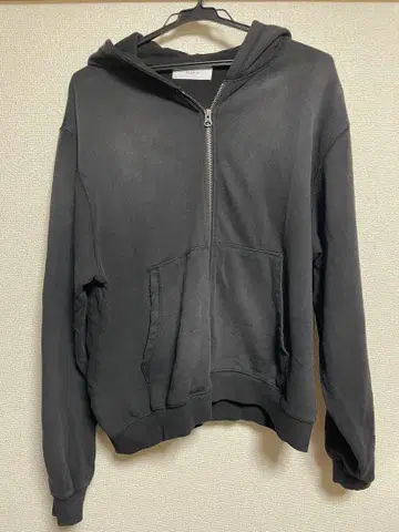 빈티지 가공 숏 기장 더블 지퍼 후드티