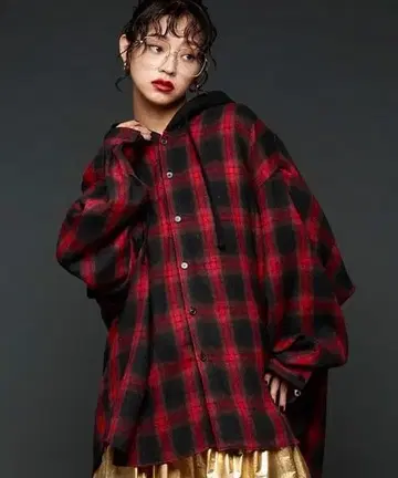 [ Narcissus ] 체크 후드 자켓 중고품 프리 사이즈