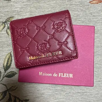 새상품급 Maison de FLEUR 버건디 3단 폴더형 지갑