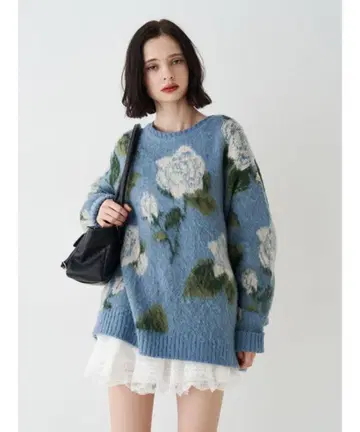 jouetie 니트 스웨터 패턴 루즈 니트 꽃무늬 여성용