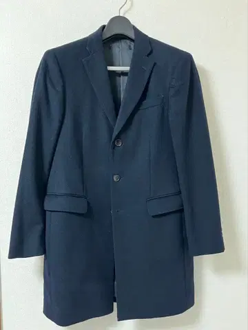 UNIQLO 네이비 캐시미어 혼방 울 체스터 코트