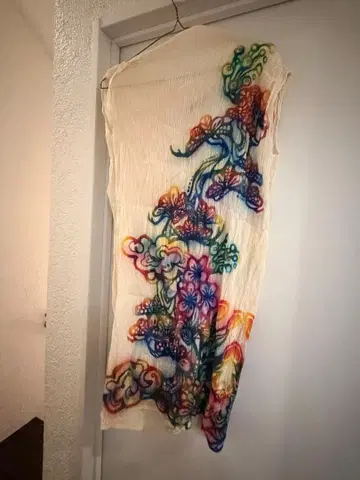 요캉 비대칭 슬리브리스 원피스 크림