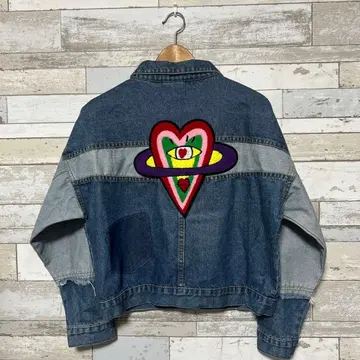 KOBINAI 하트 자수 데님 자켓