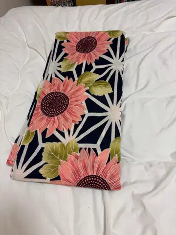 해바라기 무늬 네이비 유카타