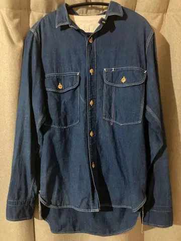 다크 블루 데님 긴팔 셔츠