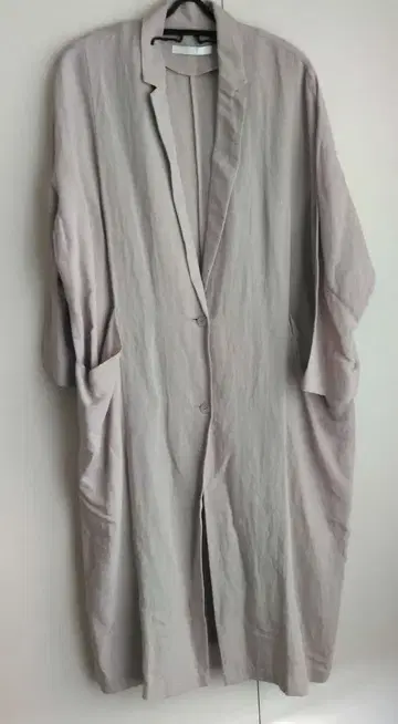 evam eva 뱀부 린넨 롱 코트 그레이지