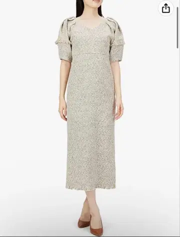 새상품급 LILY BROWN 퍼프 슬리브 라메 트위드 원피스