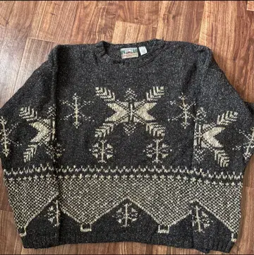 90s 스코틀랜드제 빈티지 울 니트 스웨터 노르딕 무늬