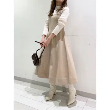 CELFORD 홀 가먼트 원피스 베이지 x 화이트