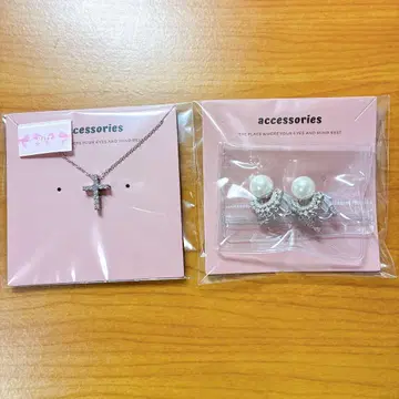 샹들리에 진주 귀찌 덤 크로스 목걸이 포함