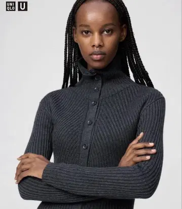 UNIQLO U 다크 그레이 하이넥 스웨터 XL