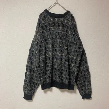 00s 기하학 패턴 Y2K 그런지 블랙 그린 빅 루즈 구제 의류 빈티지