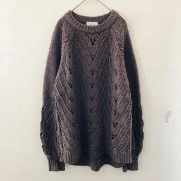 클라네 오픈워크 케이블 니트 [ 브라운 ] 사이즈 2