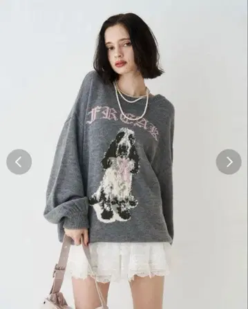 jouetie DOG 자카드 루즈 니트