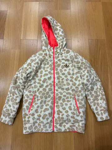 adidas originals 레오파드 무늬 플리스 후드티 리버서블