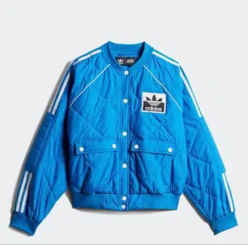 adidas 파란색 퀼팅 봄버 자켓