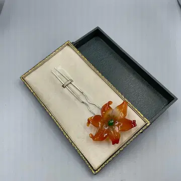 25 빈티지 마노 꽃 모양 헤어콤 오렌지와 빨간색 그라데이션