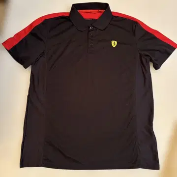 페라리 피케 셔츠 블랙/레드 점핑 호스 로고