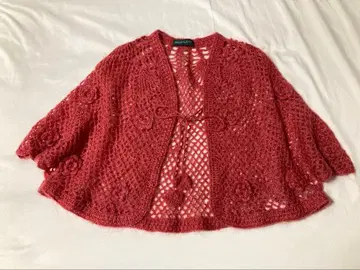 새상품 HEARTLAND 케이프 니트 꽃무늬 편직 플라워