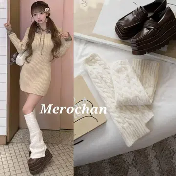 다리치 루즈 리브 니트 레그 워머 택 포함 새상품 F 화이트