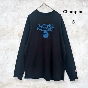 챔피온 긴팔 프린트 T셔츠 S 블랙 농구 크루넥