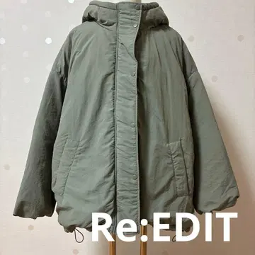 Re:EDIT 올리브 그린 후드 부착 오버 사이즈 몬스터 후드티