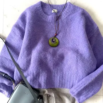 인기 그린 라벨 릴랙싱 알파카 샤기 크롭 풀오버