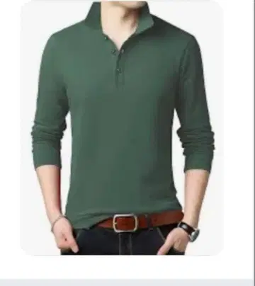 [ 새상품 ] 그린 컬러 긴팔 피케 셔츠 폴리에스테르제 XL 사이즈