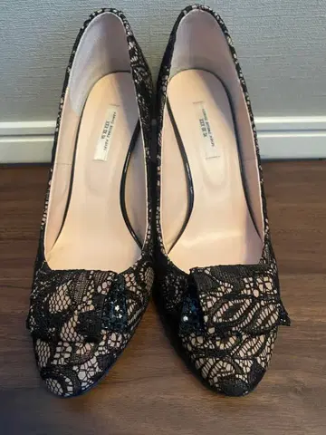 SEVENTWELVE THIRTY 오픈토 트위드 리본 펌프스