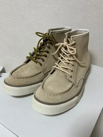 리듬풋웨어 베이지 스웨이드 하이컷 스니커즈