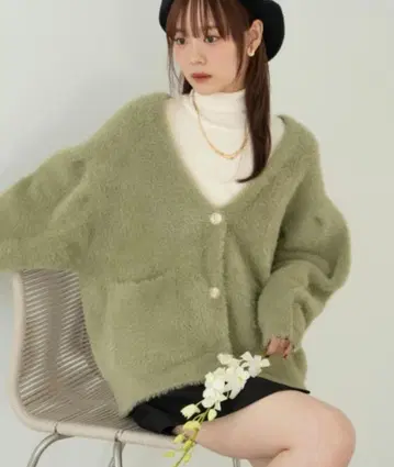 샤기 니트 가디건