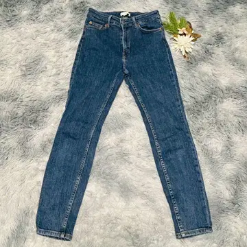 H&M 에이치앤엠 (M) 데님 스키니 팬츠 파랑 무지 심플