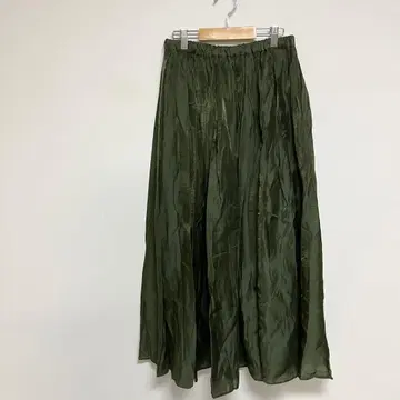 스픽앤스팬 스커트 카키 시어 광택 롱 여성용 36