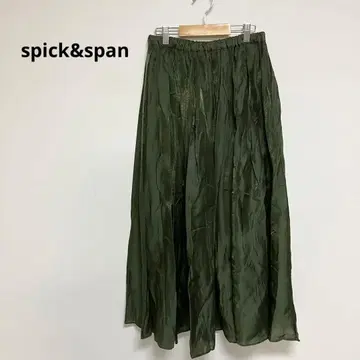 스픽앤스팬 스커트 카키 시어 광택 롱 여성용 36