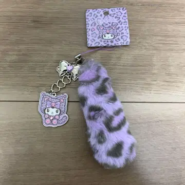 산리오 쿠로미 참 스트랩 갸루 고양이 퍼 레오파드 무늬