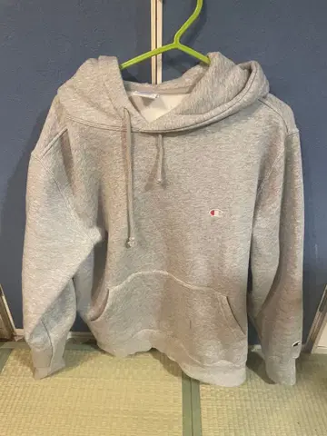 Champion 그레이 후드 부착 후드티