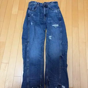 ZARA 데미지 가공 와이드 레그 데님 팬츠 EUR36