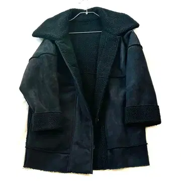 블랙 무스탕 코트 자켓 프리 사이즈 RETROGIRL 보아