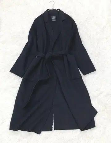 아파트 바이 로리즈 어른스러운 깔끔한 울 롱 코트 벨트 포함 블랙