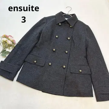 에스위트 다크 그레이 울 코트 피 코트 숏 기장 골드 버튼 L