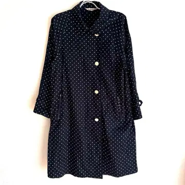 [ LE GRANDI ] 코트 네이비 폴카 도트 심플 면 100%