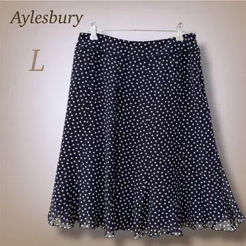 앨리스버리 도쿄 스타일 올 패턴 플레어 스커트 무릎 기장 프릴 경쾌한 L