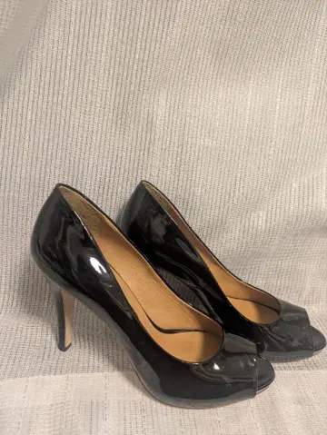 블랙 오픈토 하이힐 약 10cm 힐