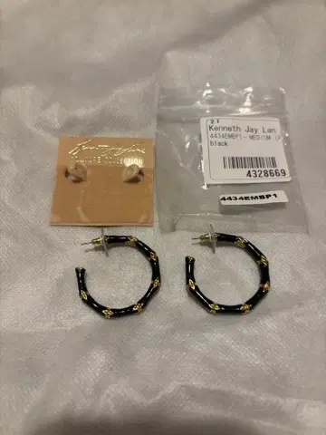 Kenneth Jay Lane 블랙 후프 귀걸이
